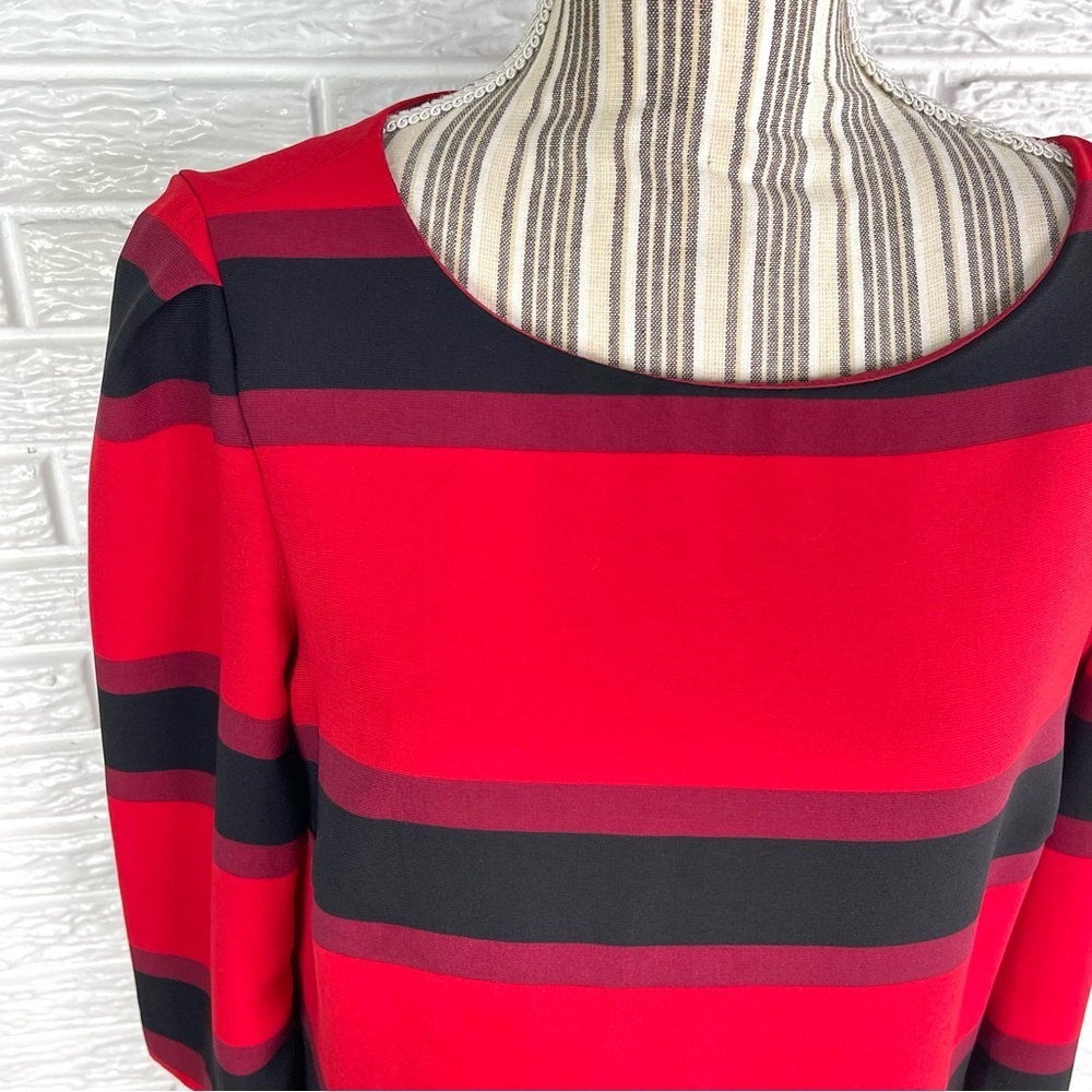 Premise Dresses Red Black Striped Shift Dress with Pockets Size 10 - Picture 3 of 11